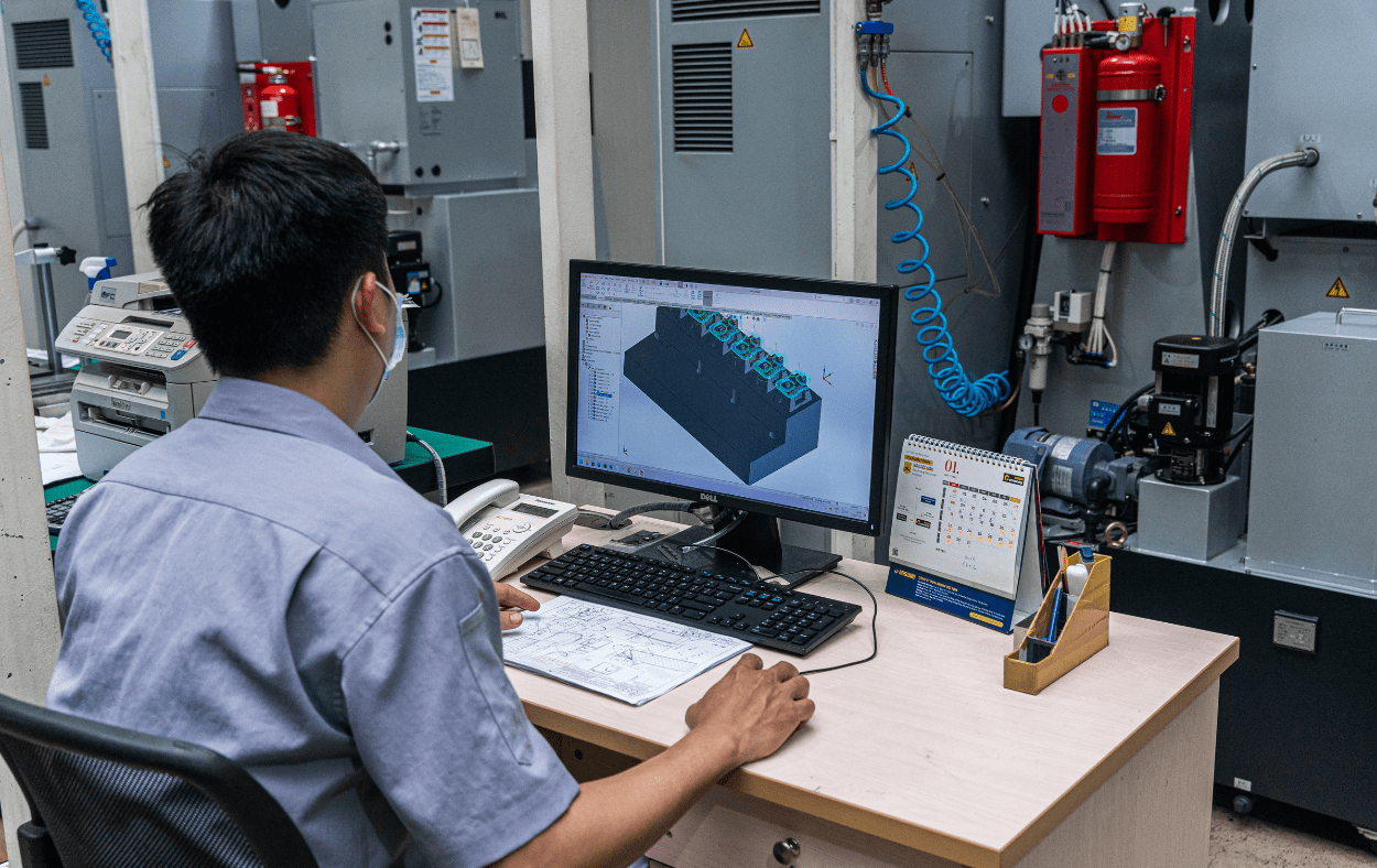 CAM Resources technician working on the mold design